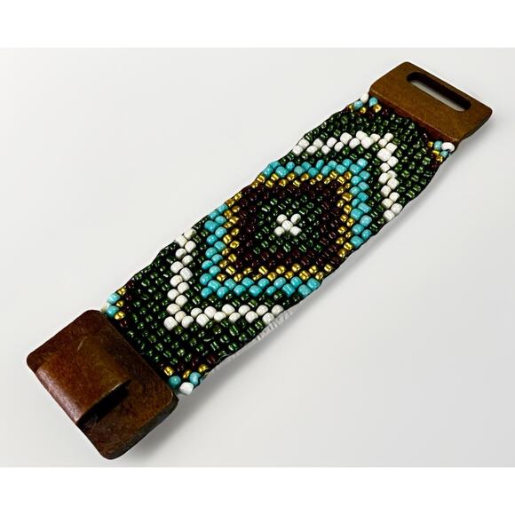 Authentic Southwest Handmade Seed Bead Bracelet Native American Style Jewelry 8” - Picture 4 of 8